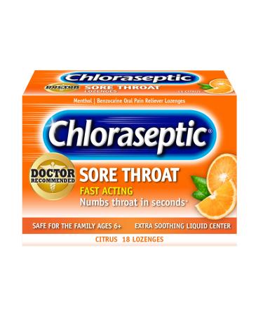 Chloraseptic Sore Throat Lozenges Citrus 18 Count 1 Pack
