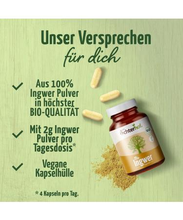 Organic Ginger Capsules - 400 pcs | 500 mg Vegan Ginger Powder | High-Quality Refill Pack | Achterhof - Buy Online on GoSupps.com