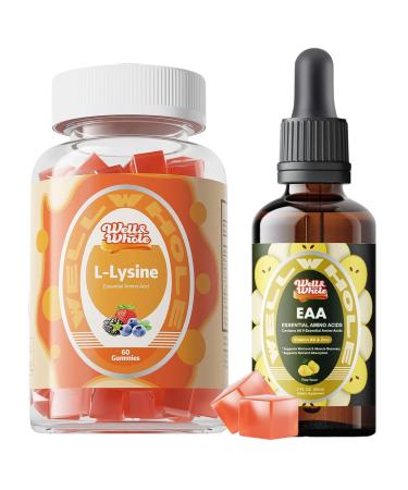 Well&Whole L-Lysine Gummies 1000mg and Essential Amino Acid (EAA) Liquid Drops & Liver Support Liquid Supplement