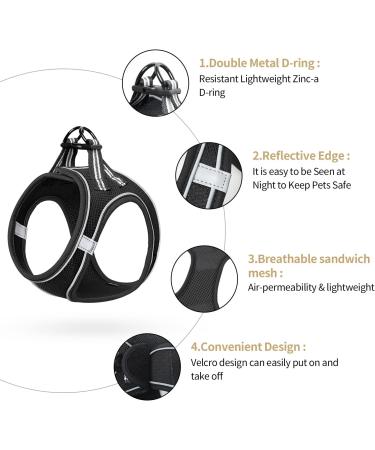 Buy Heele Air Mesh Adjustable Dog Harness & Soft Dishes Reflective XS Vest for Walking Running Training Safe Control for Small Dogs - Buy Online on GoSupps.com