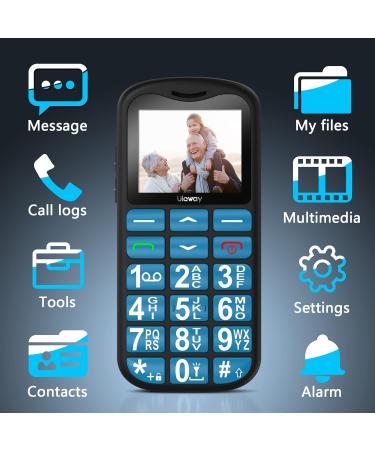 Uleway Senior Cell Phone - Large Button Dual SIM SOS No Contract - Perfect GSM Phone for Pensioners - Includes Charging Station - Blue - Buy Online on GoSupps.com