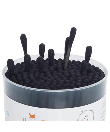 HOMEFOX Black Cotton Swabs - 200 Count Organic Double-Sided Charcoal Tips | Gentle & Chlorine-Free | Cruelty-Free | Round & Spiral Design - Buy Online on GoSupps.com