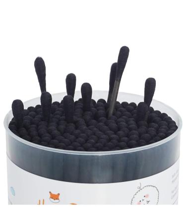 HOMEFOX Black Cotton Swabs Spiral - 400 Count Organic Cotton Buds Double Side Tightly Wrapped Charcoal Cotton Tips Paper Stick Soft Gentle Chlorine-Free Cruelty-Free Goth Round & Spiral (Black) 400 Count Black - Buy Online on GoSupps.com