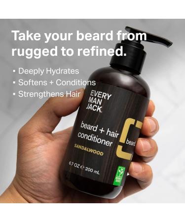 Every Man Jack Beard & Hair Conditioner - Sandalwood Fragrance - Shea Butter & Cocoa Butter - 6.7oz Twin Pack - Buy Online on GoSupps.com