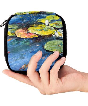 GIAPB Period Bag Sanitary Napkin Storage & Makeup Pouch | Lotus Oil Painting Color - Buy Online on GoSupps.com