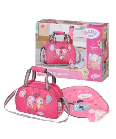 BABY born Changing Bag - Doll Changing Bag with Changing Mat Lotion Bottle and a Nappy. Fits dolls up to 43cm - Suitable for children aged 3+ years - 832455 Pink