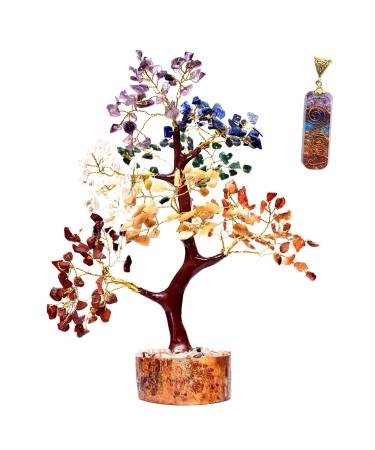 KACHVI Seven Chakra Crystal Tree. Crystals And Healing Stones.Chakra Decor. Healing Crystals Bonsai Money Tree Home Decor Crystal Gifts Ornaments For Living Room Tree For Good Luck Gold Wire 300 beads 7 Chakra With Orgone …