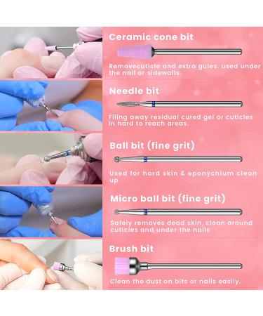 30-Piece Nail Drill Bits Set - Ceramic & Diamond Efile Bits for Professional Nail Manicure Pedicure - Carbide Cuticle Remover Tools for Home Salon Acrylic Gel Nails - Buy Online on GoSupps.com