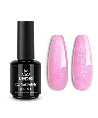 Beetles Light Pink Pearl Gel Nail Polish 1 Pcs 15ML Pearlescent Shell Glitter Shimmer Nail Gel Polish Soak Off LED UV Curing Requires Manicure Salon DIY Home Gel Nail Art Design B-Path of Roses