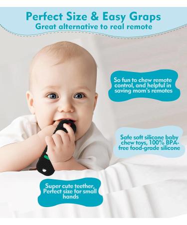 Remote Control Silicone TV Teething Toy for Babies | Safe Chew Toy with Pacifier Clips | 6-12 Months | Black - Buy Online on GoSupps.com