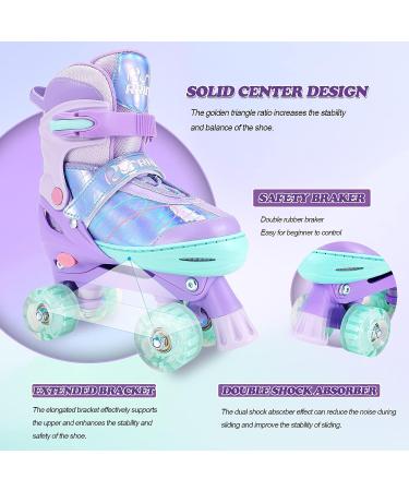 RunRRIn Girls Adjustable Roller Skates | Light Up Wheels | Purple | Size Medium (1-4 US) - Buy Online on GoSupps.com