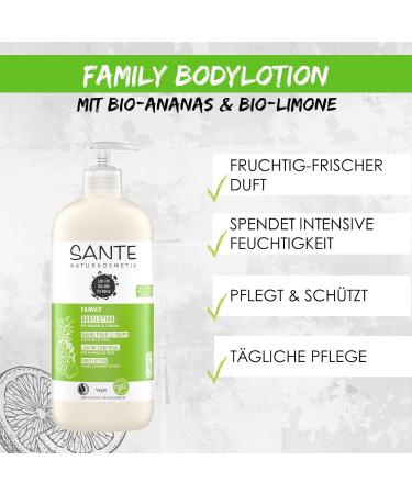 Shop Sante Natural Cosmetics Moisturizing Body Cream for Dry Skin Organic Mananas & Lime 500ml Family Lotion - Buy Online on GoSupps.com