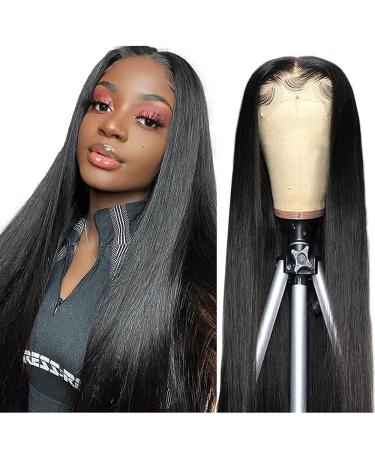 Lace Front Wigs Human Hair Brazilian Straight Human Hair Wigs for Black Women Natural Color Straight Lace Front Human Hair Wigs Pre Plucked with Baby Hair, 30 Inch Straight 4x4 Lace Closure Wigs 30 Inch (Pack of 1) 4x4 str…