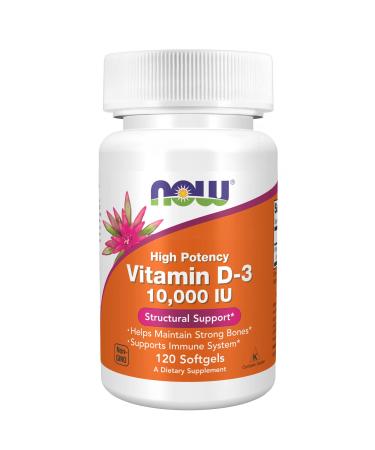 Now Foods Vitamin D-3 High Potency 10000 IU 120 Softgels