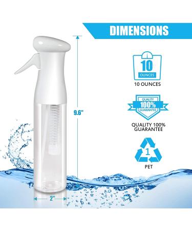 2 Pack 10oz OIOIPPIO Hair Spray Bottles - Refillable Continuous Sprayer for Hairstyling, Cleaning, Gardening - BPA Free - Black & White - Buy Online on GoSupps.com