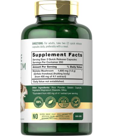 Carlyle Maitake Mushroom Capsules 1600mg 400 Count - Non-GMO & Gluten Free Supplement - Buy Online on GoSupps.com