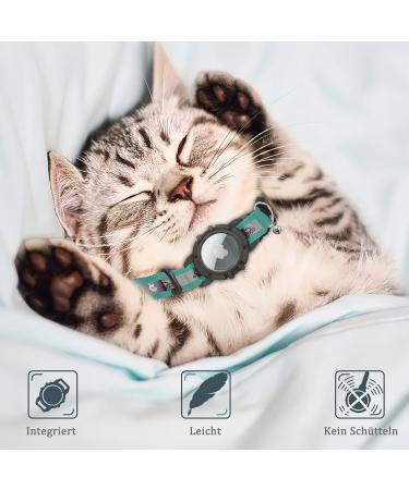 Jiarui Reflective AirTag Cat Neck Band - Adjustable GPS Collar for Cats & Puppies (Green 7-9 inch) | Ideal for Apple AirTag - Buy Online on GoSupps.com