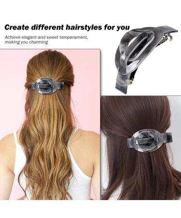 French Acrylic Hair Claw Clips for Thin Hair - Grey and White | Hair Barrettes for Women and Girls - Buy Online on GoSupps.com
