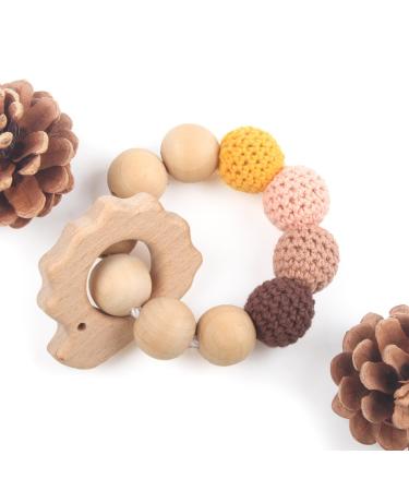 50PCS 20MM Crochet Teething Beads Kit in Khaki and Coffee Series - Baby Carriage Decoration and Jewelry Making Supplies with Cord and Needle - Buy Online on GoSupps.com