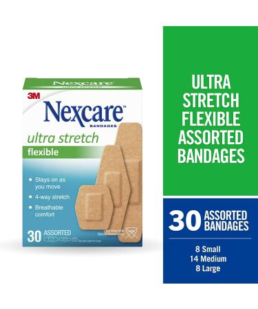 Nexcare Ultra Stretch Bandages Assorted - 30 Count Box | Flexible and Comfortable - Buy Online on GoSupps.com