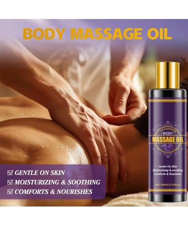 Lavender Massage Body Oil for Skin Lavender Massage Oil for Massage Therapy Calming Soothing and Relaxing Muscles Long-Lasting Hydration Relaxing Scent Perfect for Men and Women 7.05 oz - Buy Online on GoSupps.com