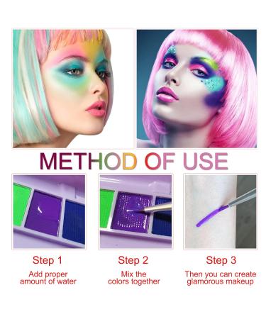 QIUFSSE 2 Packs Water Activated Eyeliner Palette - 16 Colors, UV Glow, Highly Pigmented Neon Eyeliner Set - Buy Online on GoSupps.com