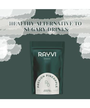 Rayvi Zero Sugar Electrolytes Powder + Minerals Hydration Powder | 1 Pack (30 Servings) Vegan Zero Sugar Electrolytes and Artificial Additives | Hydration Drink Supplement | Passion Pineapple Flavor - Buy Online on GoSupps.com