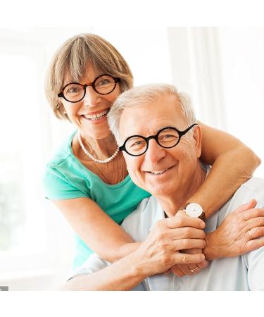 JM Set of 4 Round Reading Glasses - Spring Hinge Readers for Men & Women - 2 Pack Black & 2 Pack Tortoise - 2.5x Magnification - Buy Online on GoSupps.com