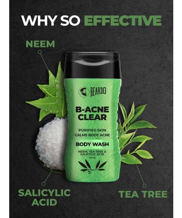 BEARDO Body Acne Body Wash for Men 200 ml | Neem & Tea Tree Formula | Clear Skin Solution | Purify Body Acne | B-acne Bodywash - Buy Online on GoSupps.com