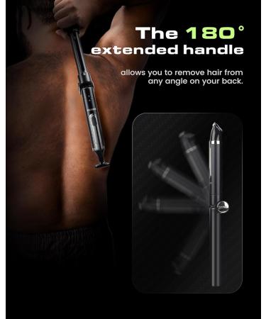 FERRISA Back Shaver for Men - 5-in-1 Electric Long Handle Body Hair Trimmer for Wet/Dry Shaving - Travel Lock & Detachable Design - Buy Online on GoSupps.com