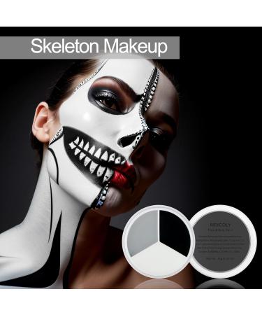 MEICOLY Black White Light Grey Face Body Paint Palette | Professional SFX Clown Makeup for Adults & Kids | Halloween Face Painting Essentials - Buy Online on GoSupps.com