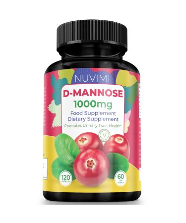 D Mannose 120 Capsules 1000 mg per Dose Promotes Urinary Tract Health Natural Vegan UTI Defence by NUVIMI
