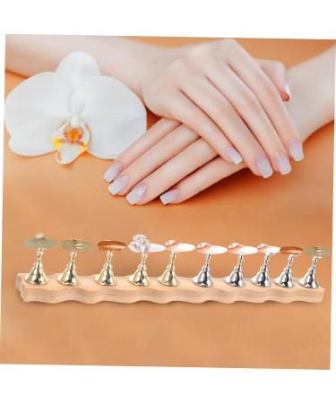 Healeved 1 Set Nail Art Base Metal Display Stand Fake Nails Holder Nail Stands for Press on Nail Art Practice Base Display Stands Nail Art Display Stand Decorative Nails Wooden Cosmetic - Buy Online on GoSupps.com