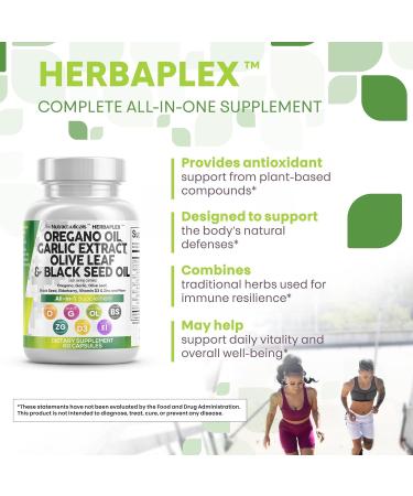 Clean Nutraceuticals Oregano Oil Garlic Extract Olive Leaf Black Seed Oil - Immune Support & Digestive Health Supplement for Women and Men with Vitamin D3 & Zinc - 3Pack - Buy Online on GoSupps.com