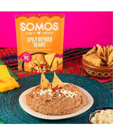 SOMOS Spicy Refried Beans 10 oz Pouch (Pack of 6) | Gluten Free, Non-GMO, Plant Based, Vegan | Microwavable Ready to Eat Meals - Buy Online on GoSupps.com