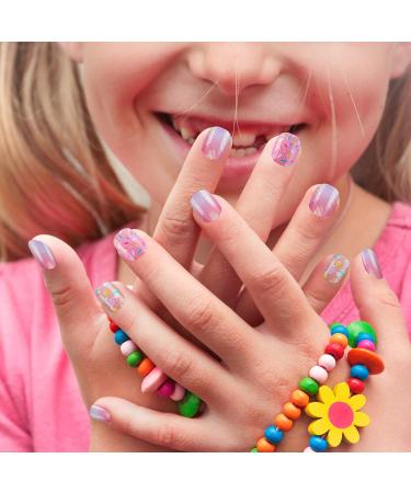240 Pieces Kids Pre-glue Full Cover Fake Nails | Cartoon Press-on Gradient Short Nail Tips for Girls - Buy Online on GoSupps.com