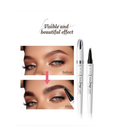 Buy Long-Lasting Waterproof Eyebrow Pencil with 4 Fork Tip Design - Gray | Stereoscopic Eye Makeup for Perfect Brows - Buy Online on GoSupps.com