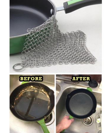 TOUGS Chainmail Scrubber Pot Cleaner with Safe Small Rings More Efficient 8x6 Inch 316 Grade Stainless Steel Dish Washer Square 8x6 Inch - Buy Online on GoSupps.com