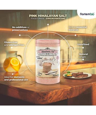  Nortembio Nortembio Himalayan Pink Salt 1.35 kg. Fine (1-2 mm) Gourmet Salt 100% natural. Rich in minerals. Healthy cooking unrefined no preservatives hand-extracted from Punjab Pakistan. - Buy Online on GoSupps.com