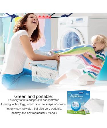 Detergent Sheets - 60pcs High Concentrated Liquidless Washing Sheets | Cleaning Laundry Strips for Home Hotel Dorms Camping Wooloo - Buy Online on GoSupps.com