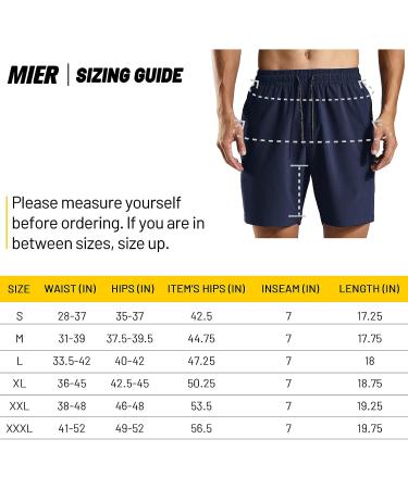 MIER Men's 7 Inch Workout Running Shorts - Lightweight Athletic Shorts with Zipper Pockets - Quick-Dry Gym Active Shorts in Navy (Small) - Buy Online on GoSupps.com