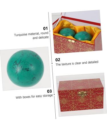 Buy Tovinanna 2st Turker Handball Balls - Chinese Massage Turquoise Gift Balls | Green Gemstone Fitness & Relaxation Baoding Wooden - Buy Online on GoSupps.com