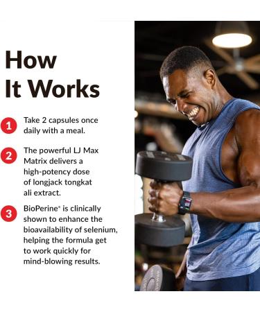 Longjack Tongkat Ali Max for Men Male Stamina and Vitality Supplement Made with Tongkat Ali Extract and Key Natural Ingredients for Superior Absorption 1200mg 60 Capsules - Buy Online on GoSupps.com