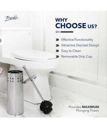 Tiasablu Plunger with Concealed Holder - Heavy Duty Plunger for Toilet  Plungers for Bathroom  No Splash Back  Long Handle - Discreet Toilet Plunger and Holder for Bathroom Chrome - Buy Online on GoSupps.com