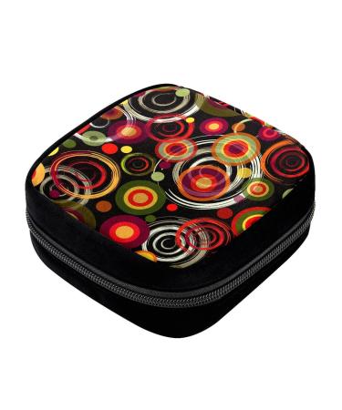 GIAPB Period Bag Sanitary Napkin Storage Bag Pad Holder for Period Makeup Pouch Colorful Circle Art Illustration Color2726