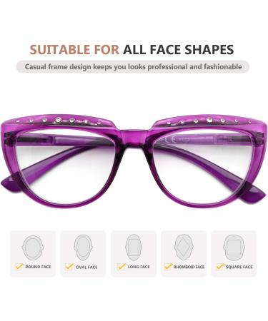 Eyekepper Women's Rhinestone Reading Glasses - Oversize Half Moon Design - Purple 2.5x - Stylish & Comfortable Reading Eyewear - Buy Online on GoSupps.com