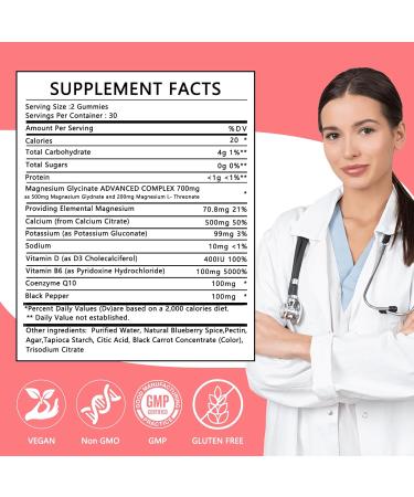 WISHSPARK Magnesium Glycinate Gummies 500mg - Sugar Free Chelated Magnesium Potassium Supplement with Vitamin D B6 CoQ10 for Relaxation Calm Mood & Sleep Support - 60 Raspberry Magnesium Gummies - Buy Online on GoSupps.com