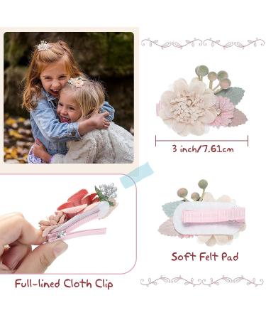 9-Piece Retro Style Flower Clips Hair Accessories for Girls - Pink Hair Bows Barrettes for Baby Toddler Teen Gifts - Buy Online on GoSupps.com