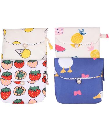 Nuobesty 4PC Mini Wet Bags - Reusable Cotton Breast Pads & Menstrual Sanitary Napkin Bags for Moms | Cartoon Design - Buy Online on GoSupps.com