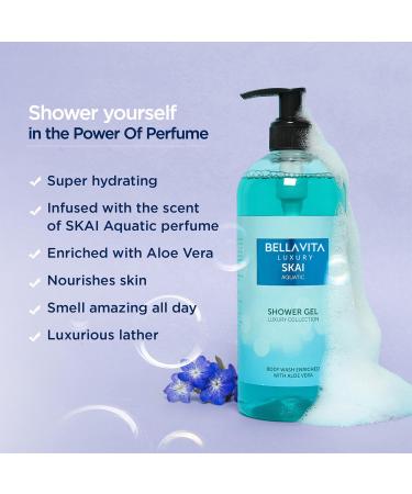 Bella Vita Luxury Skai Aquatic Body Wash Shower Gel for Men and Women | 500ml | Unisex Bodywash with Aloe Vera Extract | Deep Cleansing Hydrating Moisturising | Suitable for All Skin Types - Buy Online on GoSupps.com